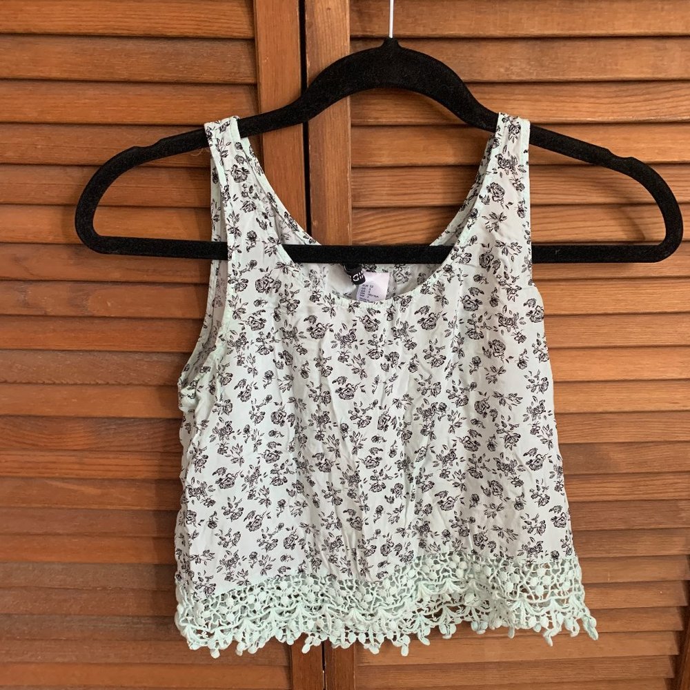 F21 Blue Lace Trim Tank Top